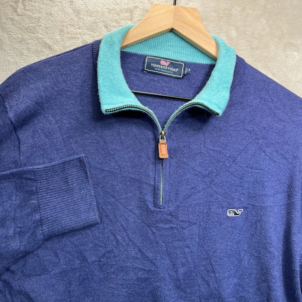 Vineyard Vines Performance‎ 1/4 Zip Pullover Medium Mens Blue Golf Active Casual